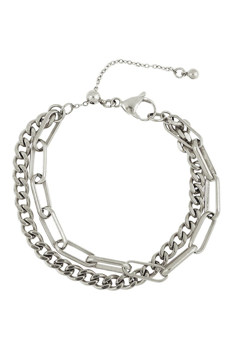 Layered Paperclip Bracelet, Main, color, SILVER