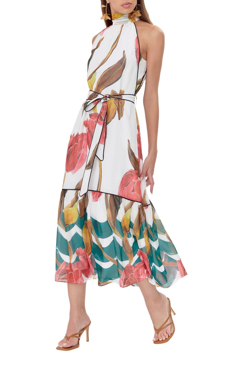 Adelyn Rae Floral Halter Dress, Alternate, color,
