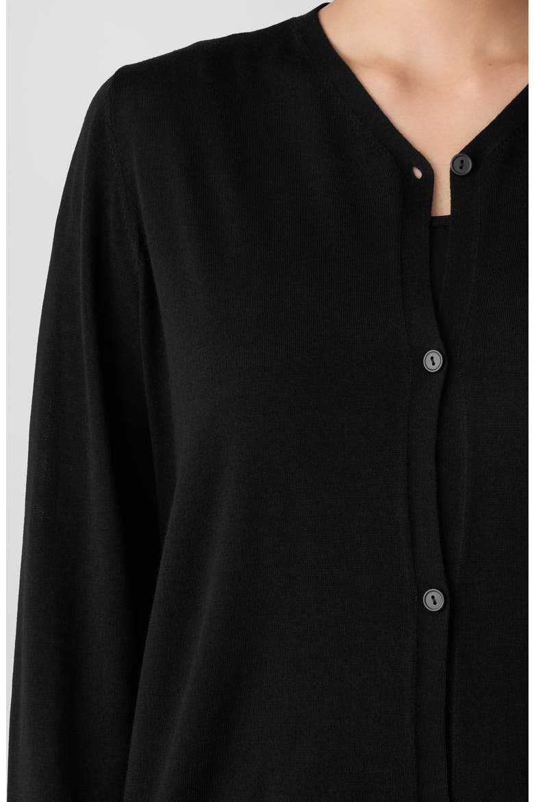V-Neck Wool Cardigan, Alternate, color, BLACK