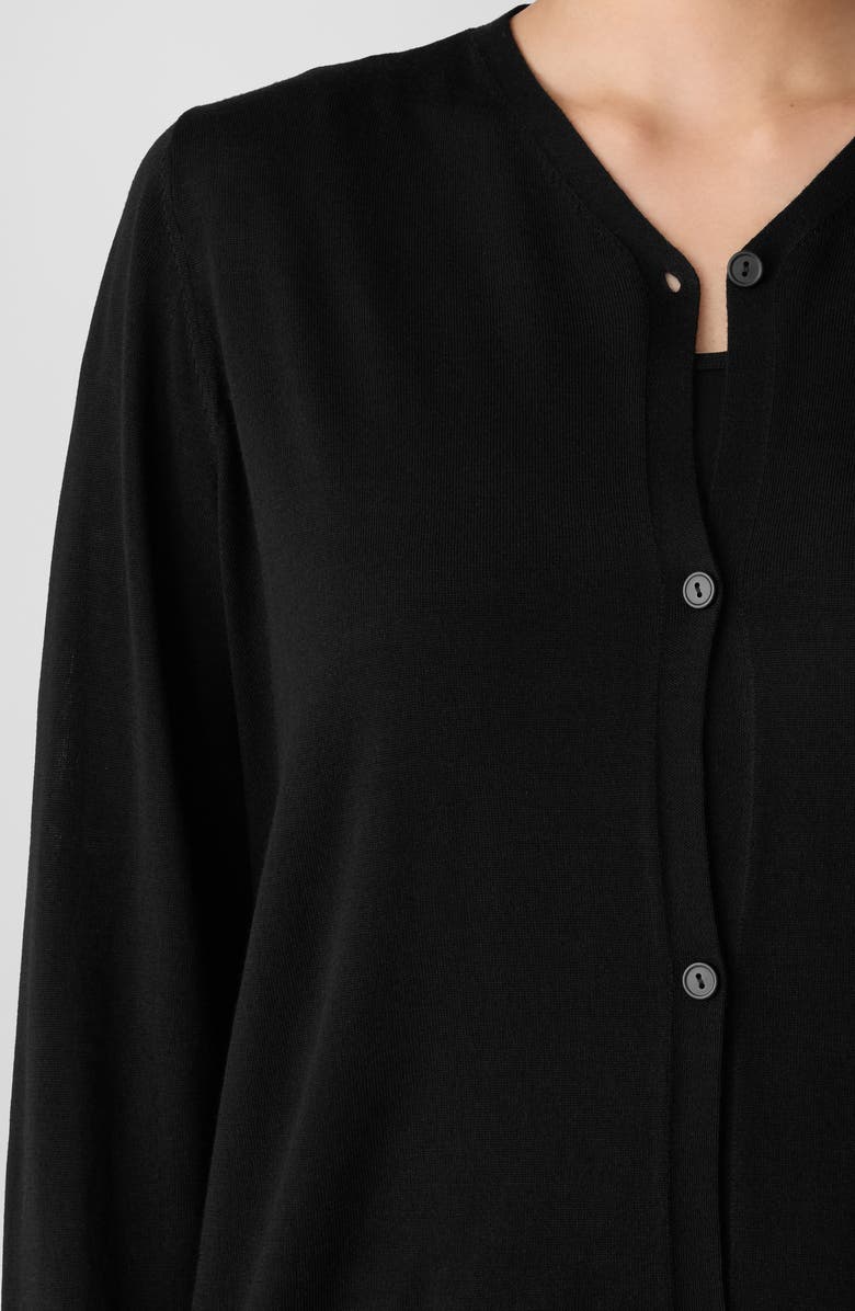 Eileen Fisher V-Neck Wool Cardigan, Alternate, color, Black