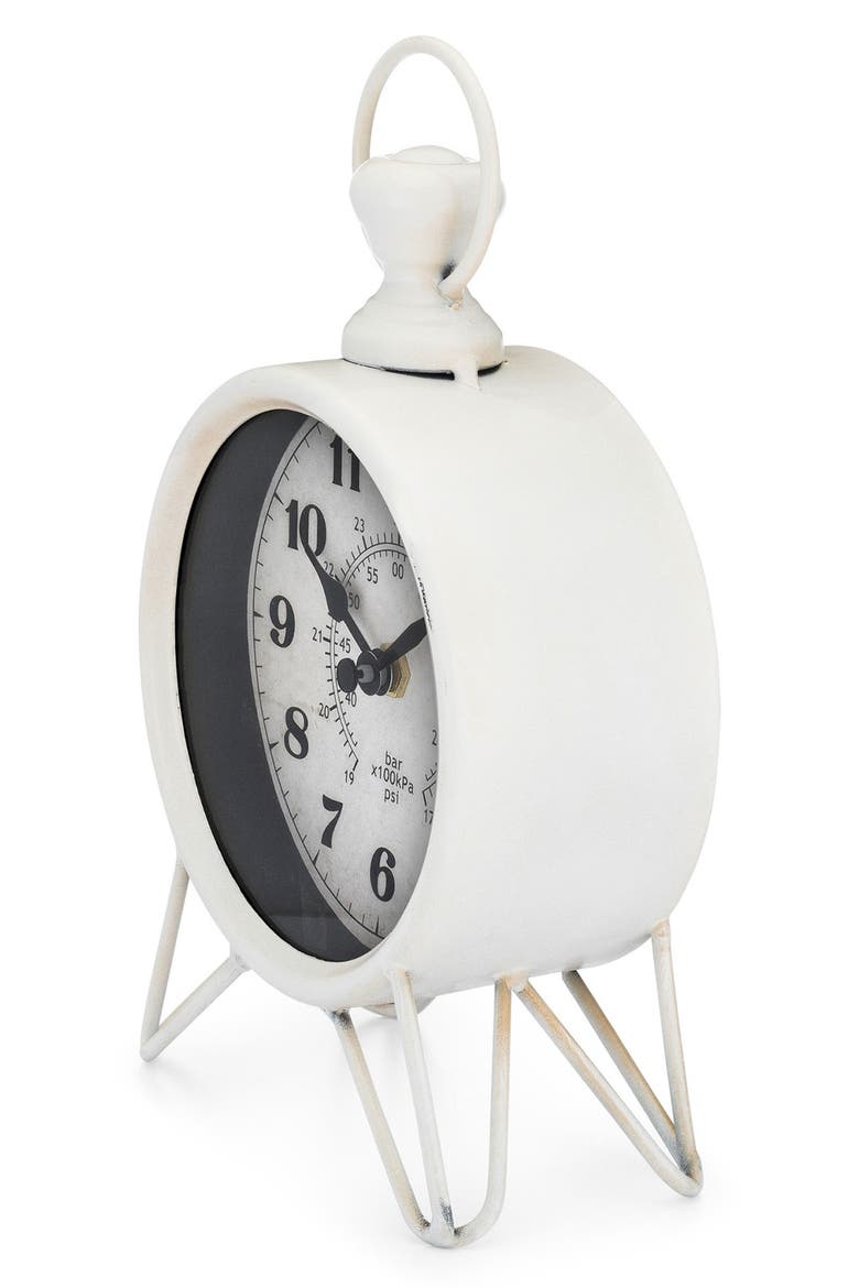Vintage Metal Tabletop Clock, Alternate, color, WHITE
