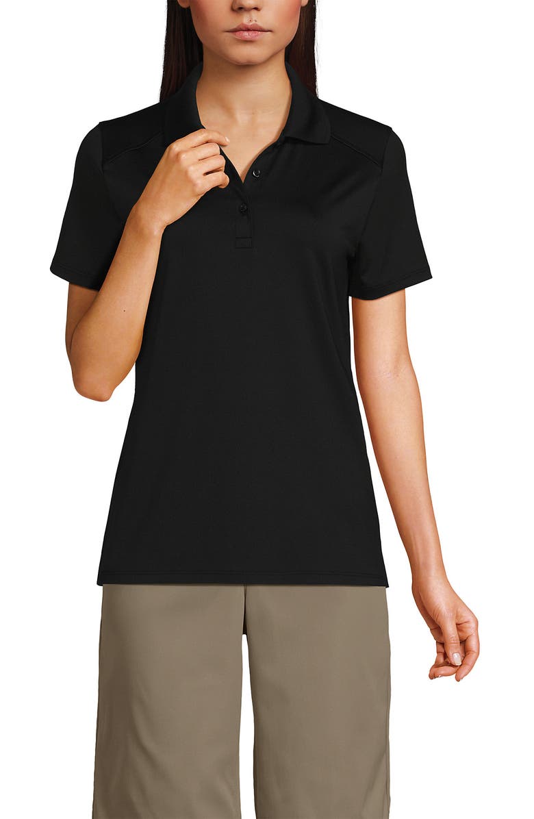 Lands' End School Uniform  Short Sleeve Feminine Fit Rapid Dry Polo Shirt, Main, color, Black
