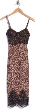LUV BETSEY Lace Trim Bustier Midi Dress