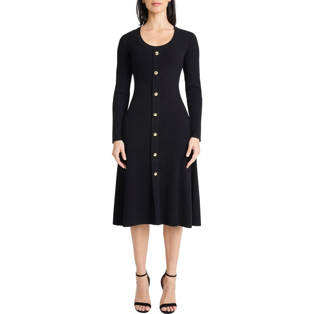Maggy London Long Sleeve Sweater Dress In Black