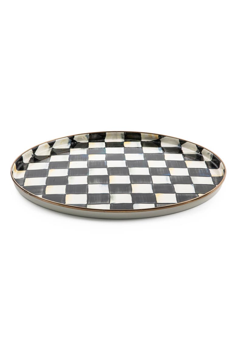 MACKENZIE CHILDS Courtly Check<sup>®</sup> Enamel Round Tray, Main, color, Courtly