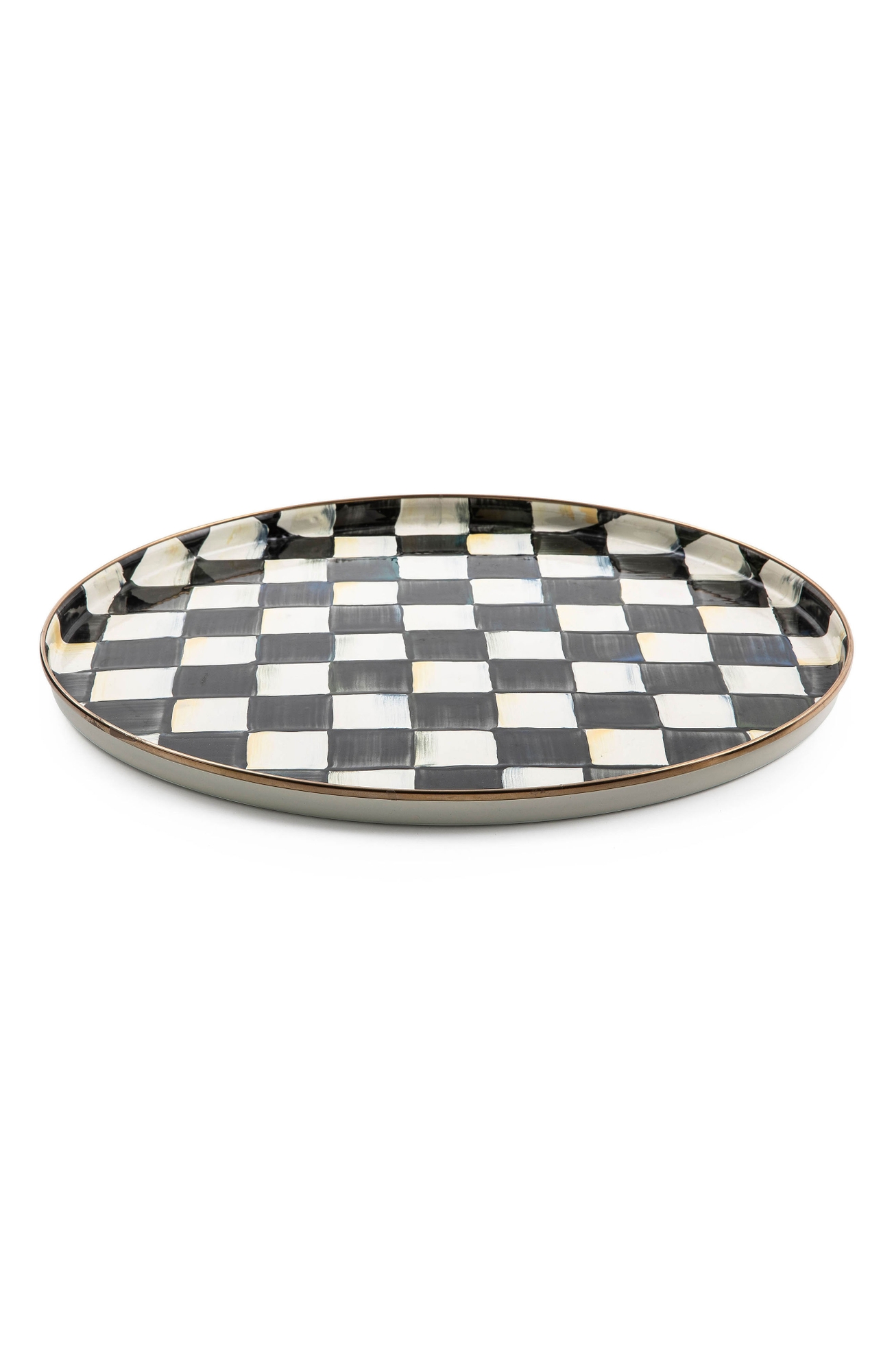 MACKENZIE CHILDS Courtly Check® Enamel Round Tray - Courtly