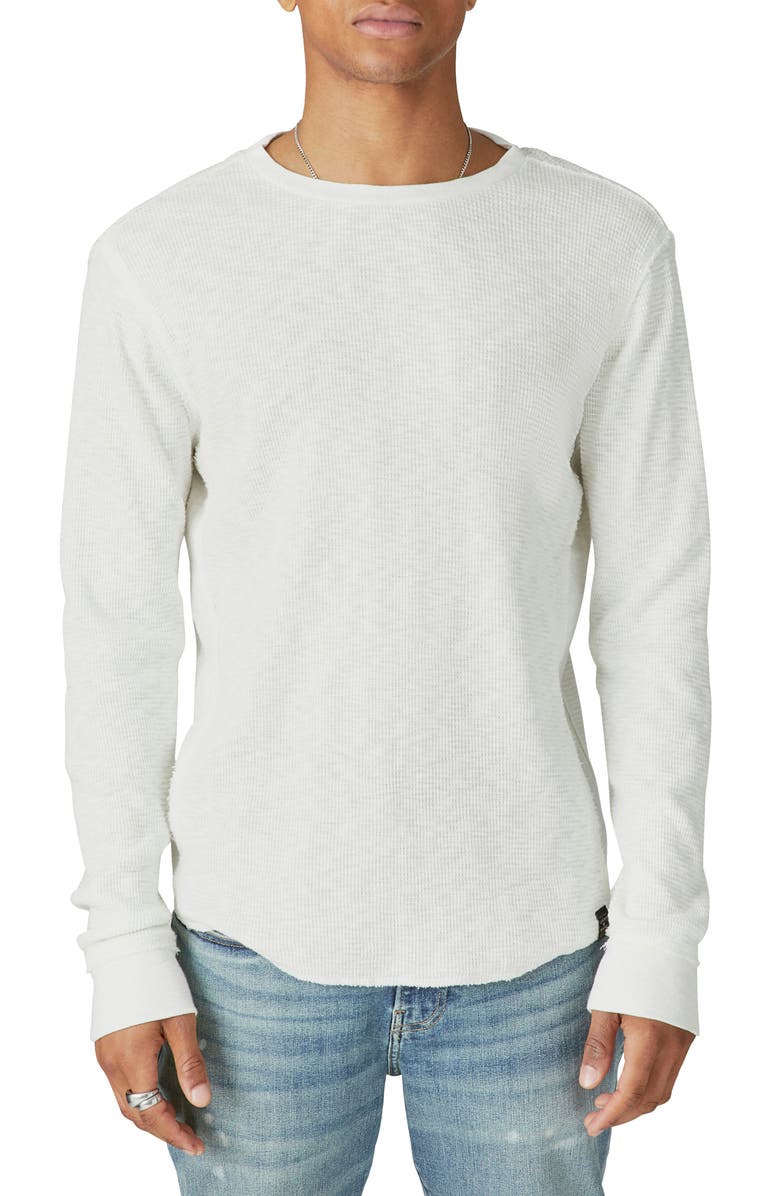 Lucky Brand Garment Dye Thermal Cotton Top, Main, color, Bright White