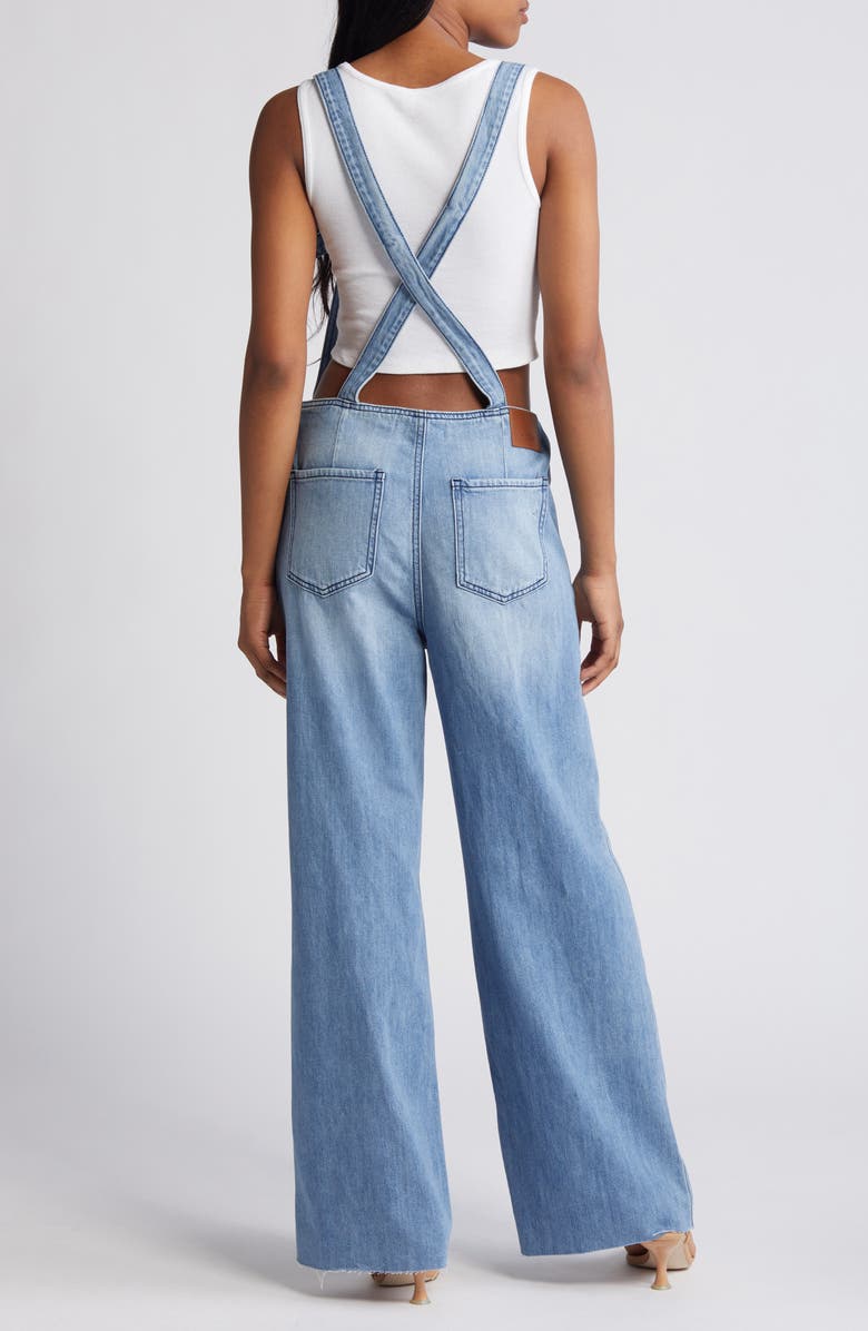 HIDDEN JEANS Frayed Hem Denim Overalls, Alternate, color, 