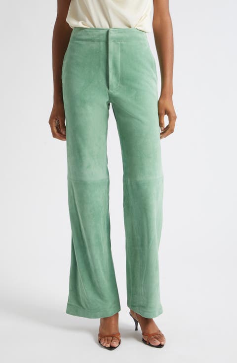 Freja Wide Leg Suede Leather Jeans