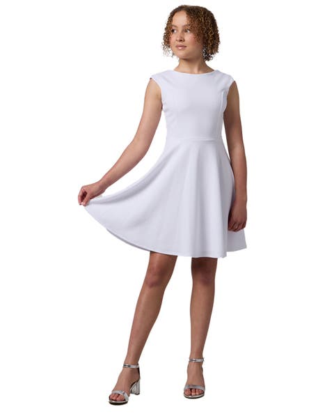 Textured Cap Sleeve Dress in Longer Length (Big Kid)