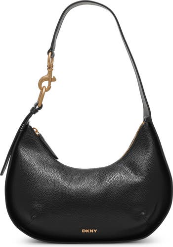 NEW Dkny Black Pebble Leather Gold Hardware offers Hobo Shoulder Bag