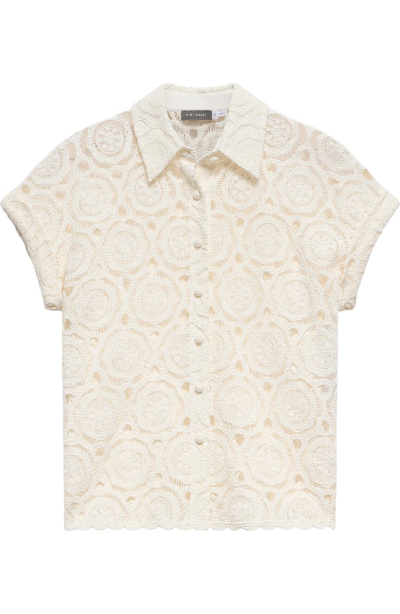 MINT VELVET Crochet Cotton Shirt, Alternate, color, Ivory