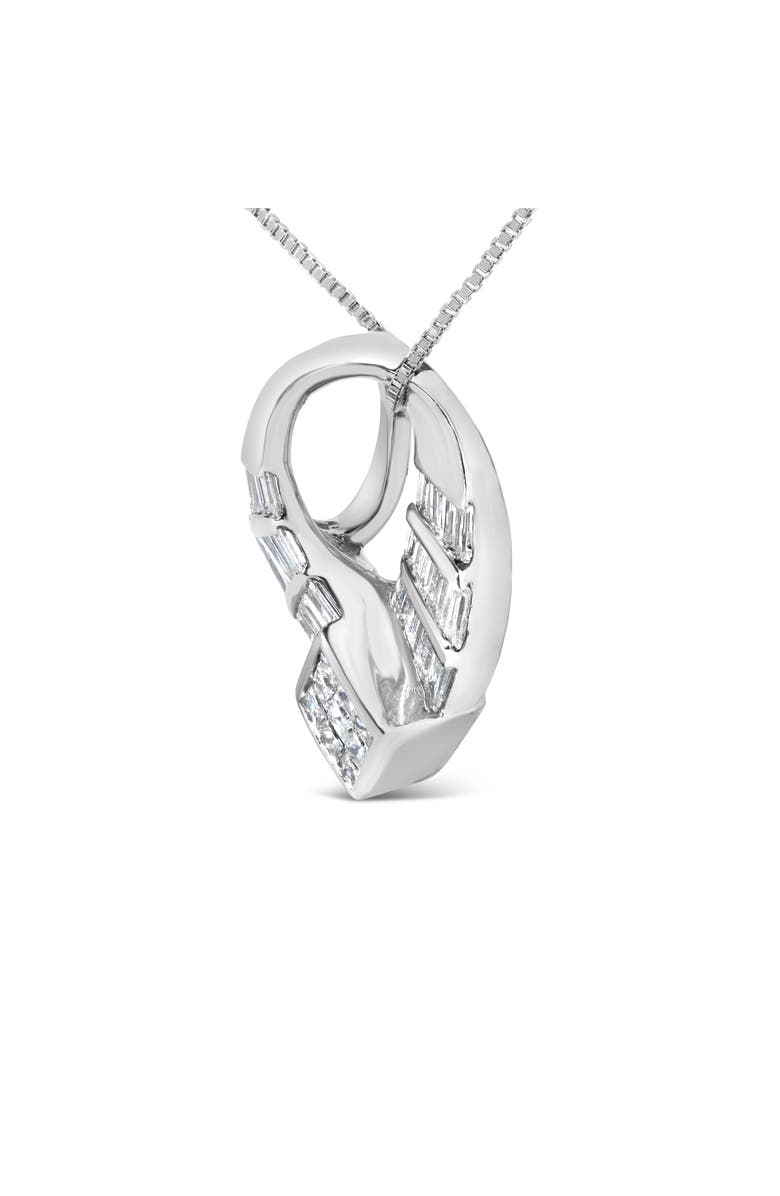 Haus of Brilliance 14k White Gold 1 5/8 Cttw Invisible Set Diamond Curved Oval Shape Pendant Necklace, Alternate, color, White