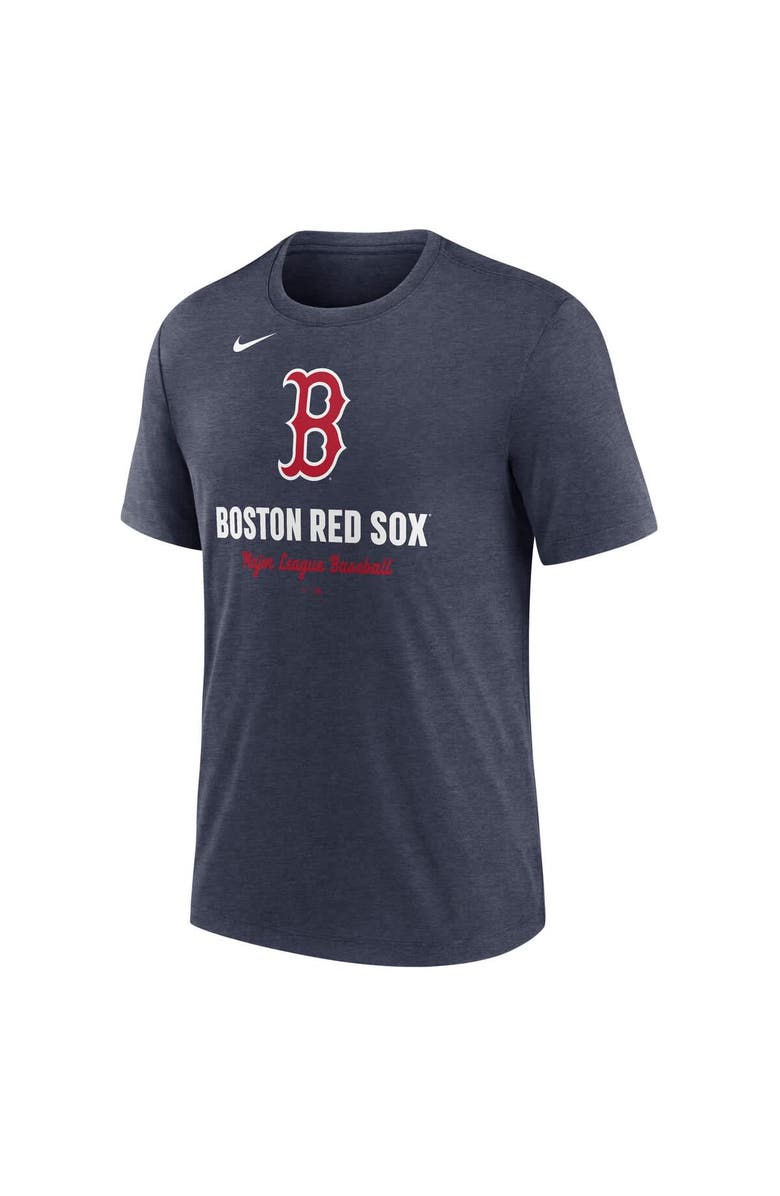 Nike Men's Nike Heather Navy Boston Red Sox Logo Tri-Blend T-Shirt, Alternate, color, Heather Navy