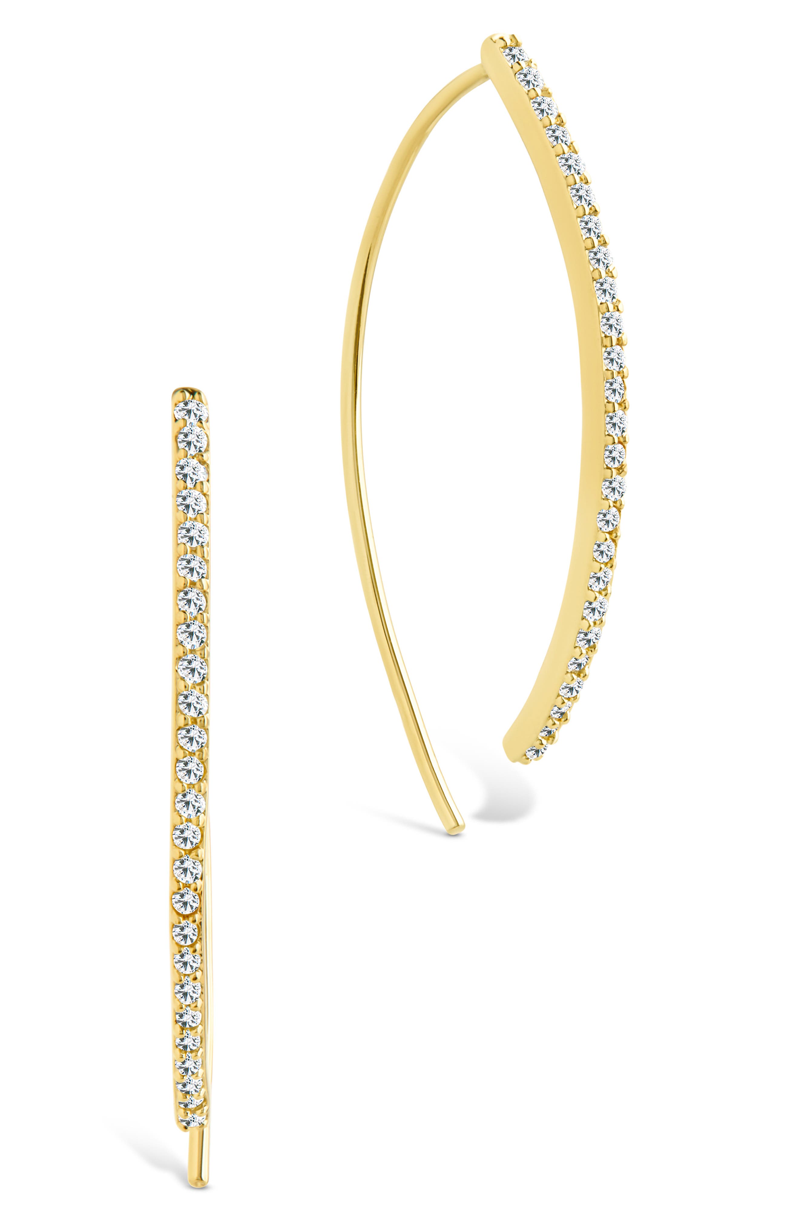 Sterling Forever Vanessa Delicate Pavé Cubic Zirconia Threader Earrings