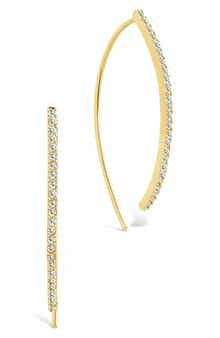 Sterling Forever Vanessa Delicate Pavé Cubic Zirconia Threader Earrings