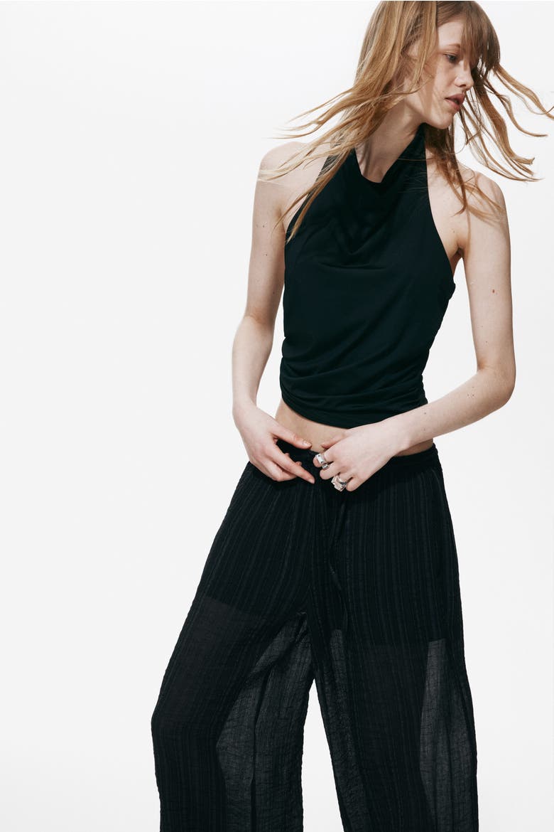 Crinkled Balloon-leg Pants, Alternate, color, Dark gray