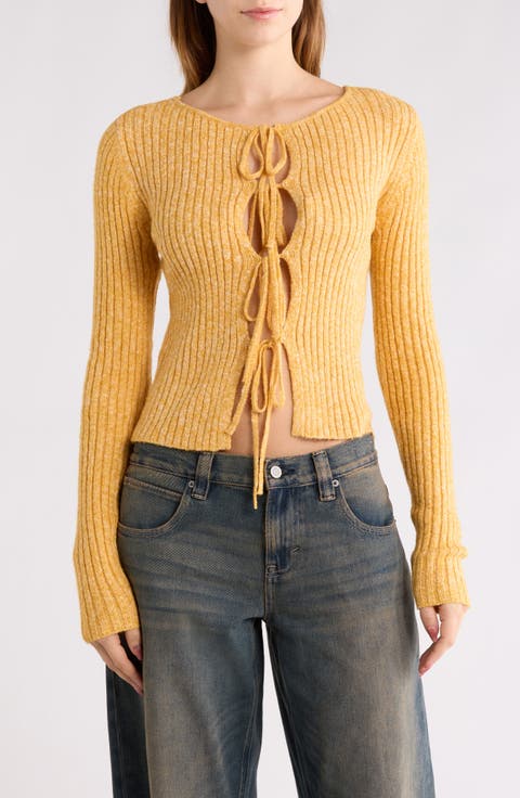 Margot Tie Front Rib Sweater