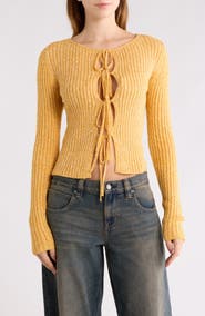 PacSun Margot Tie Front Rib Sweater