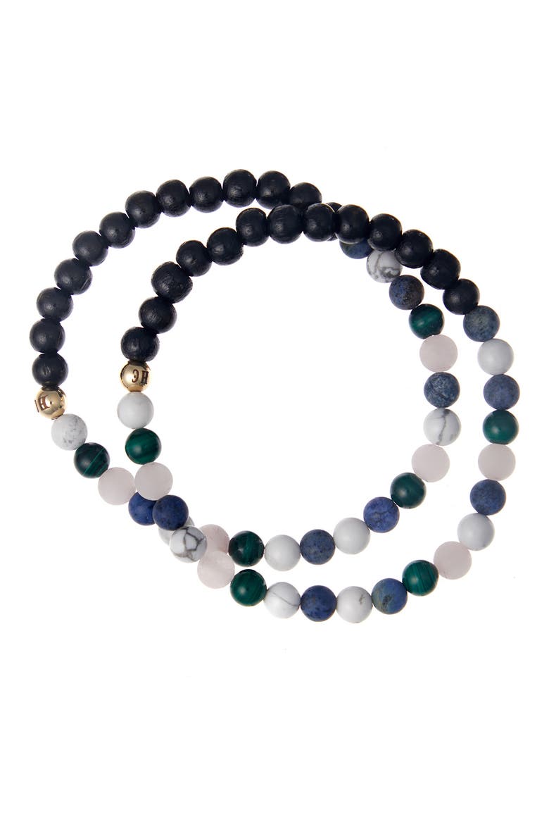 Men's N91 Mental Focus Set of 2 Healer's Bracelets, Alternate, color, BLACK