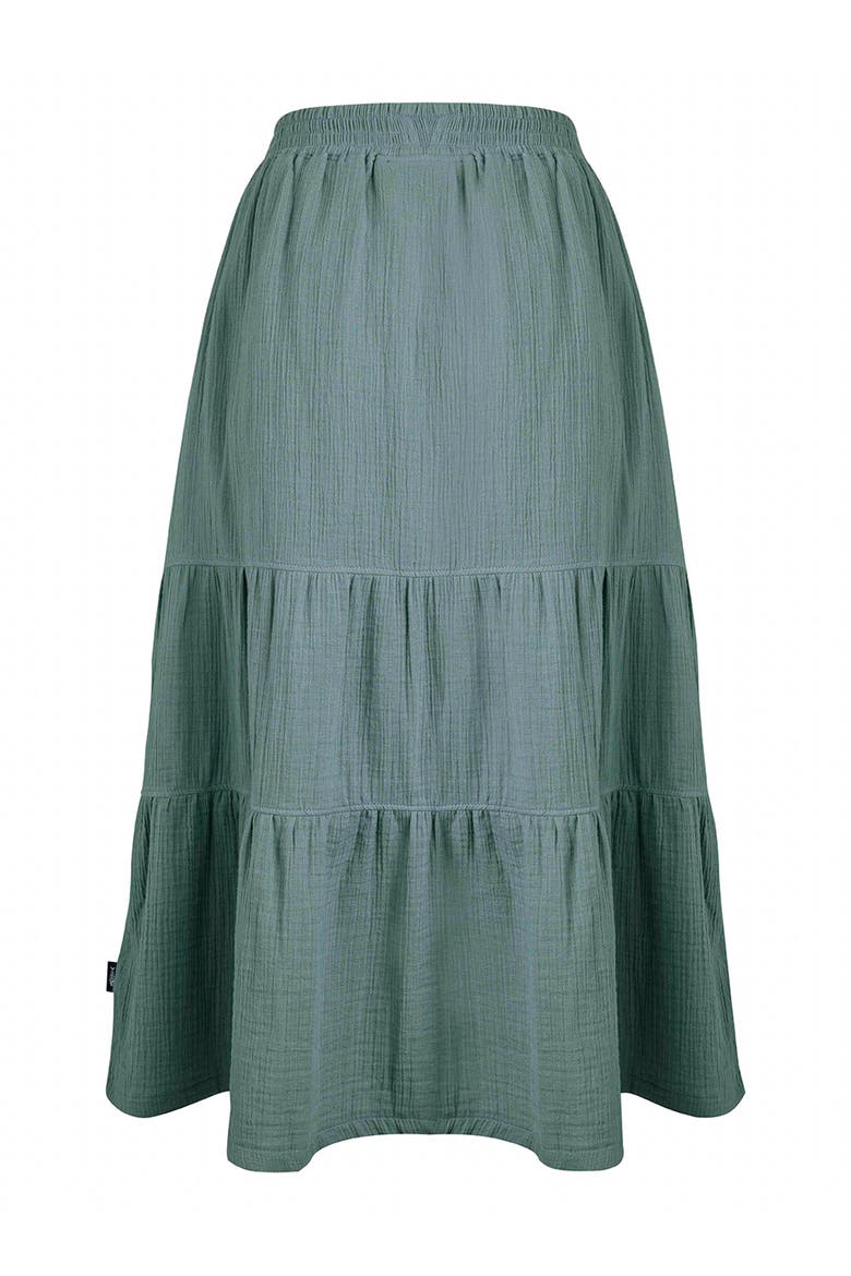 Lathika Tiered Midi Cotton Skirt, Alternate, color, Army Green