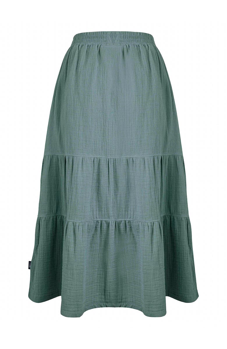Weird Fish Lathika Tiered Midi Cotton Skirt, Alternate, color, Army Green