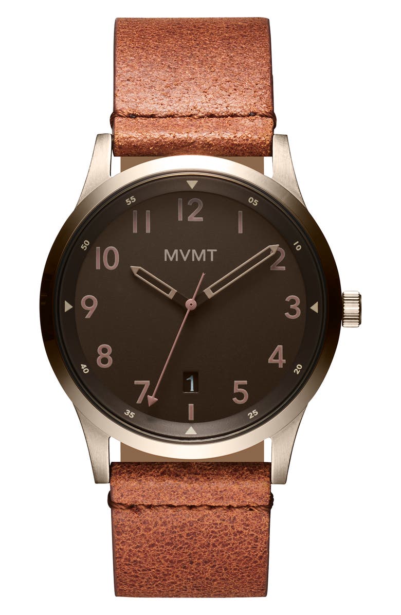 MVMT WATCHES MVMT Field Nomad Leather Strap Watch, 41mm, Main, color, 