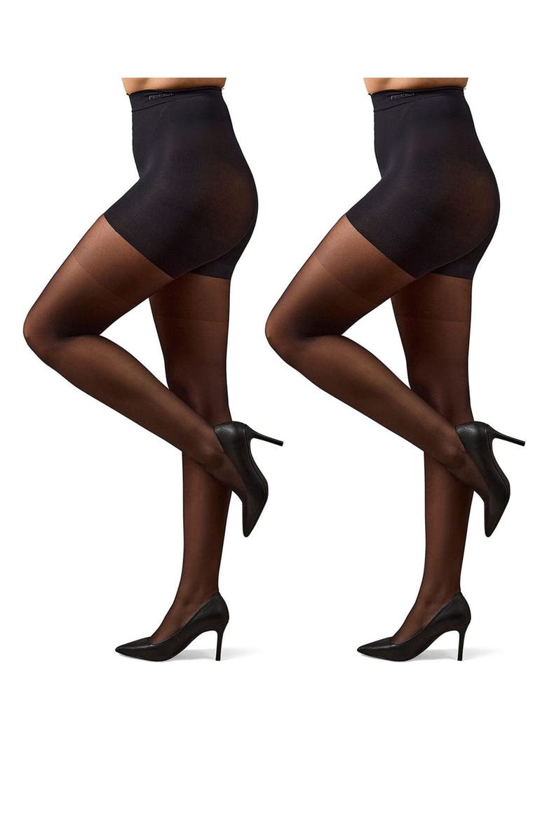 MeMoi 2-Pack Body Smoother Shaper Tights, Alternate, color, Black