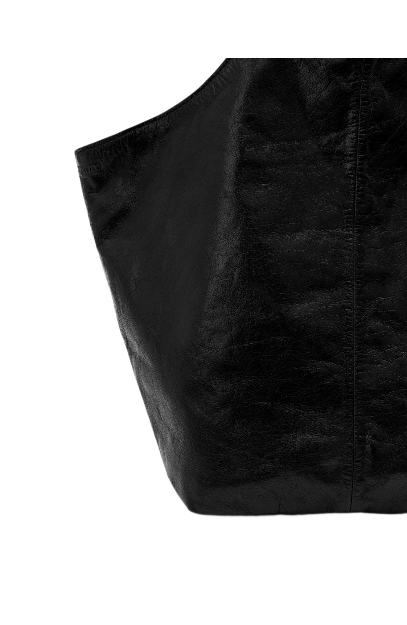 Siloh Overspill Leather Tote, Alternate, color, BLACK