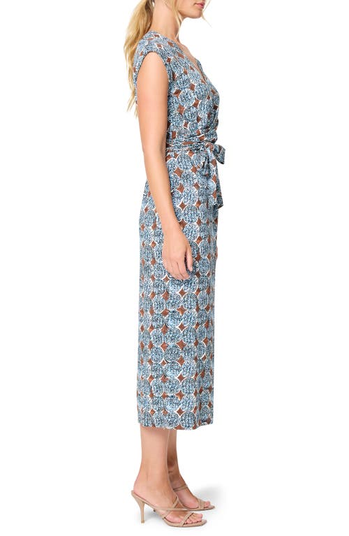 Nic + Zoe Nic+zoe Sand Dollar Stella Medallion Print Midi Dress In Blue Multi
