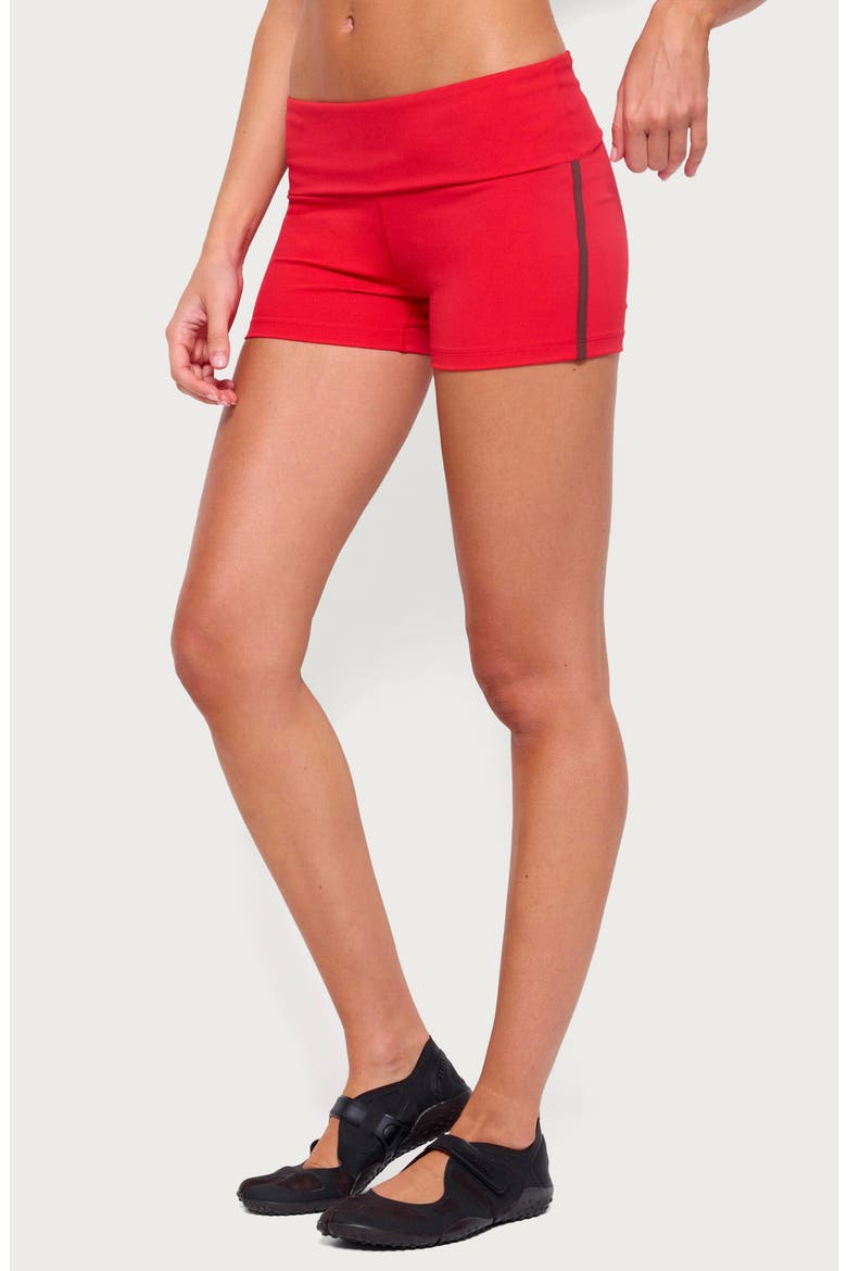 Ambar Contrast Stripe Foldover Shorts, Alternate, color, RED