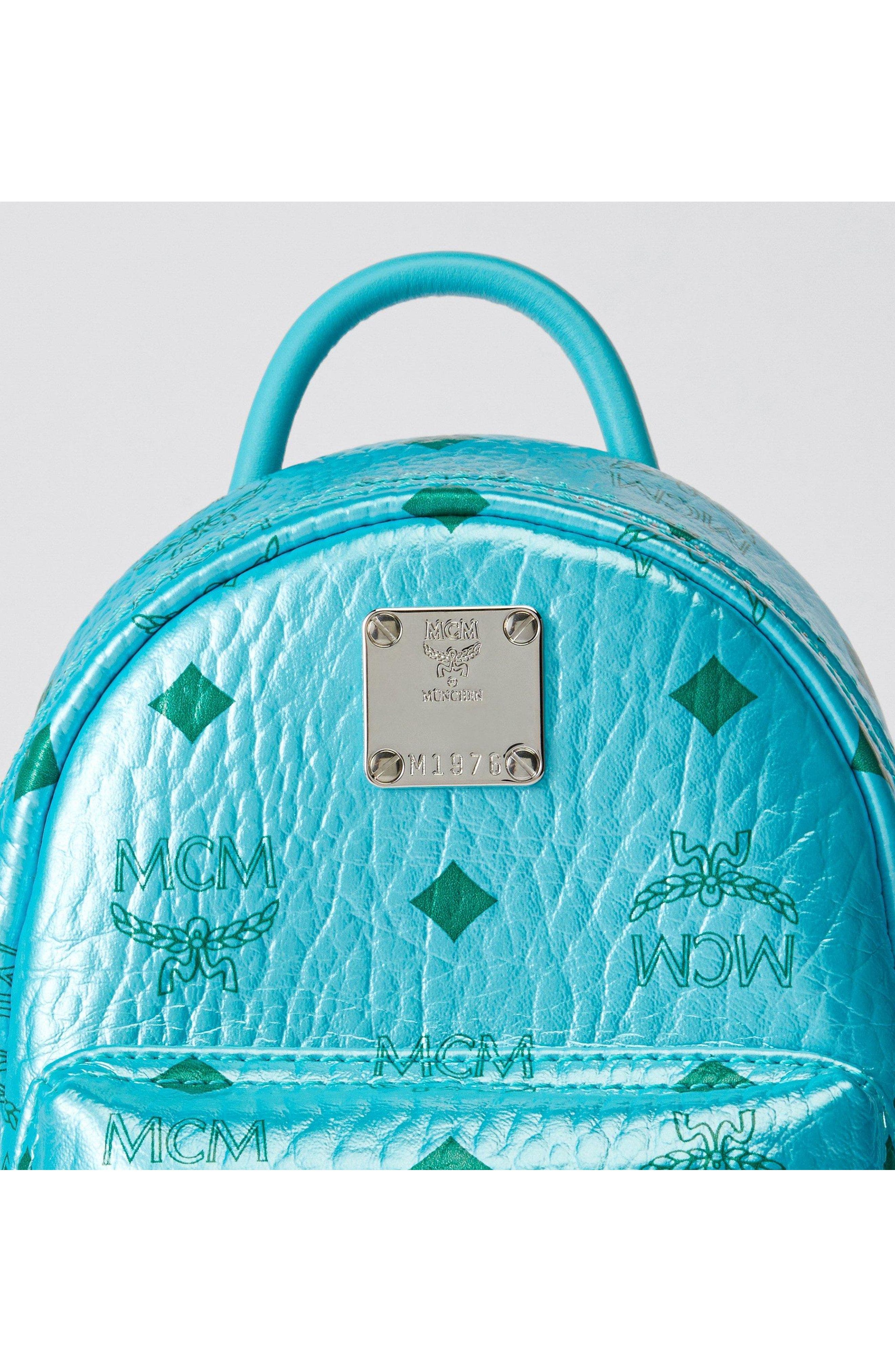 X-Mini Stark Bebe Boo Side Studs Backpack in Visetos, Alternate, color, Blue Ceramic