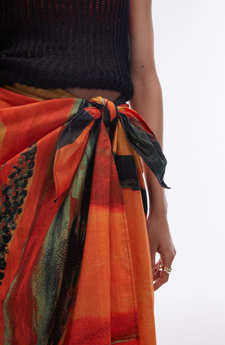 Topshop Papaya Midi Sarong, Alternate, color, 
