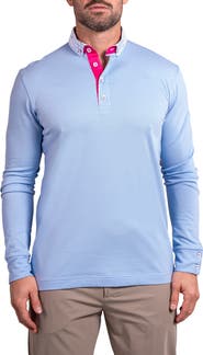 Maceoo Newton Ascension0006 Blue Long Sleeve Button-Down Polo