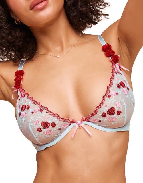 Shop Adore Me Levana Unlined Plunge Bra In Floral Blue