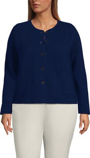 Lands' End Plus Size Fine Gauge Cotton Milano Blazer Sweater