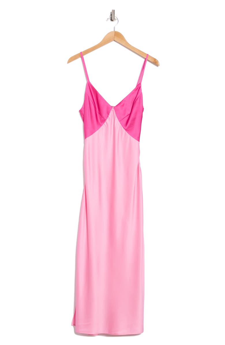 Hutch Two Tone Satin Midi Slipdress, Alternate, color, Pink/ Fuchsia
