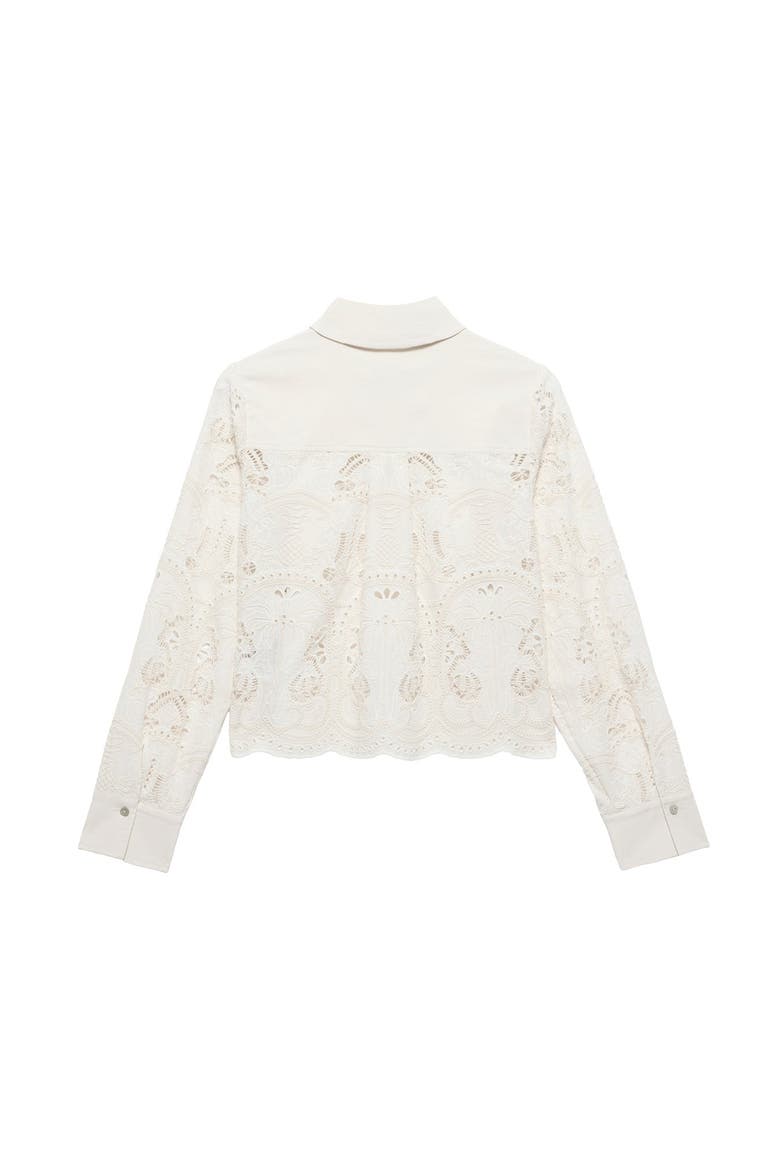 Crochet Cropped Shirt, Alternate, color, Ivory