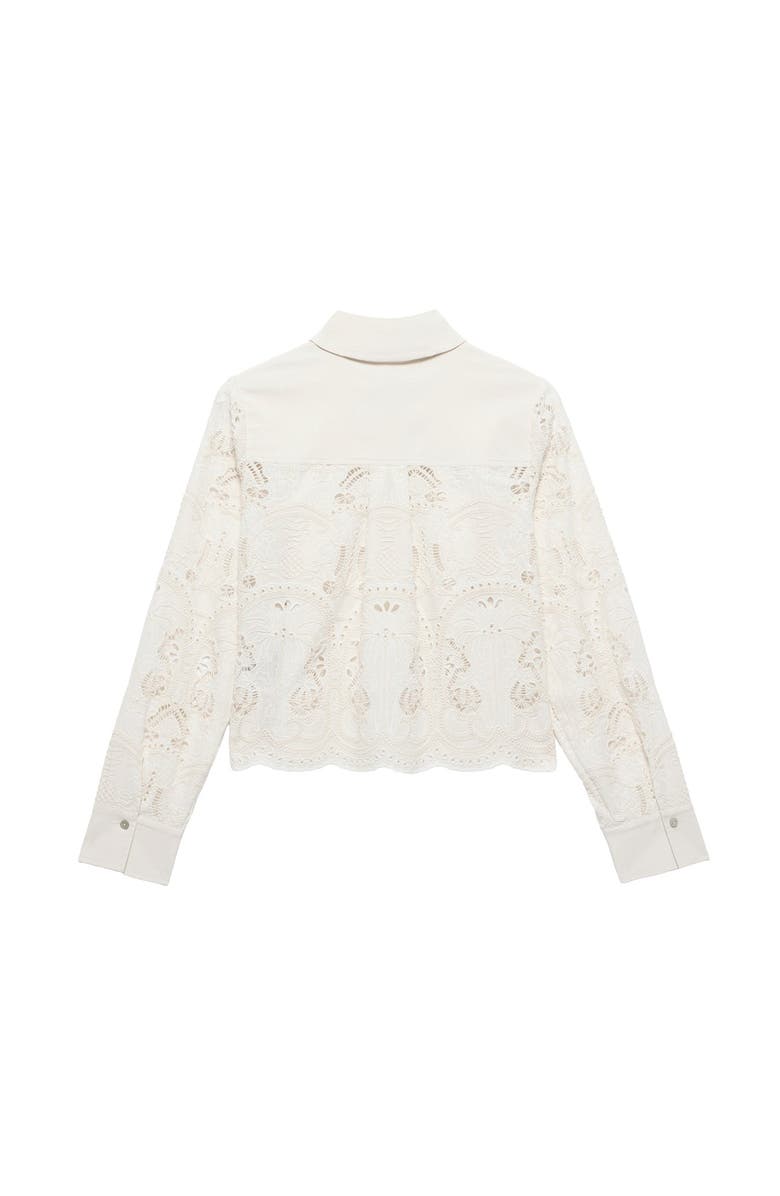 MINT VELVET Crochet Cropped Shirt, Alternate, color, Ivory