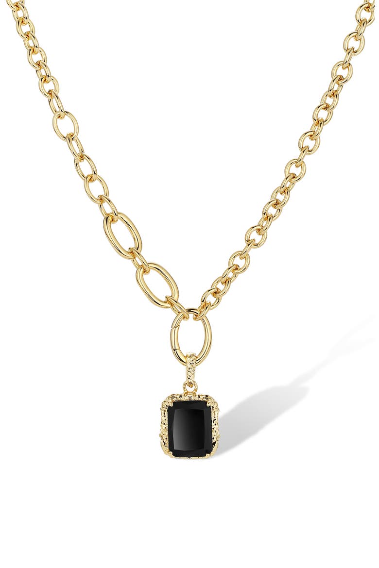 Agate Lava Necklace, Main, color, Gold & Black