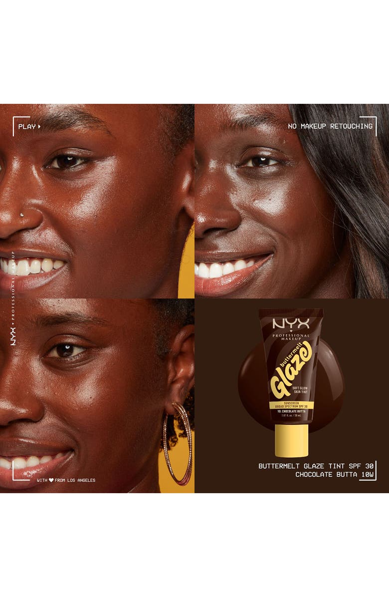 NYX PROFESSIONAL MAKEUP Buttermelt Glaze Soft Glow Skin Tint SPF 30, Alternate, color, Chocolate Butta