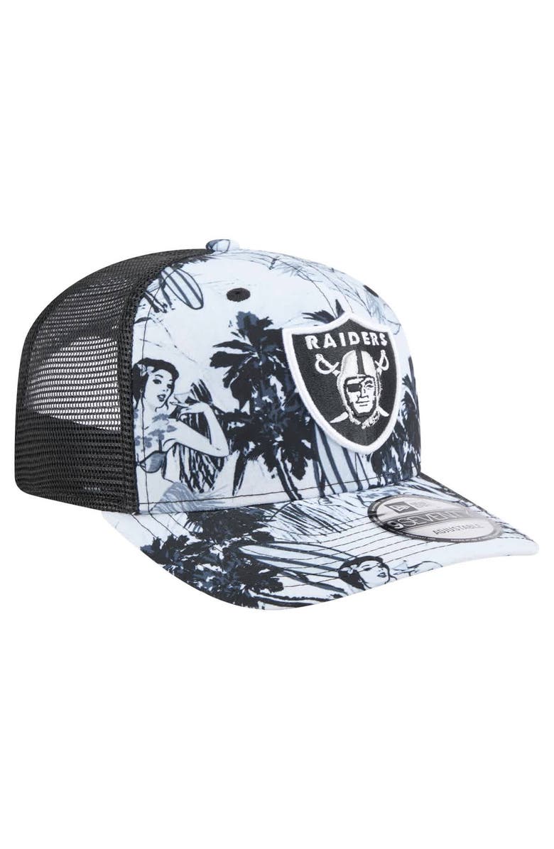 New Era Men's New Era  Black Las Vegas Raiders Hula Trucker 9SEVENTY Adjustable Hat, Alternate, color, 