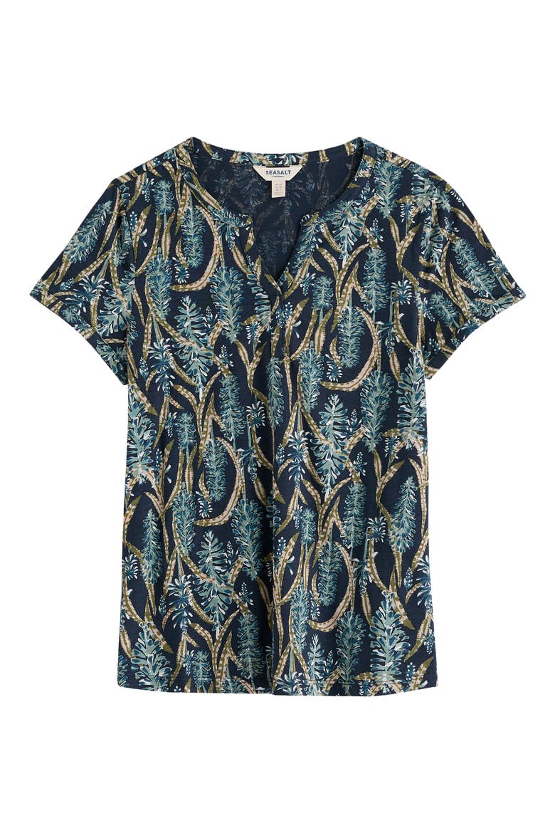 Waterflow Floral Print Organic Cotton Top, Alternate, color, RED HOT POKER MARITIME