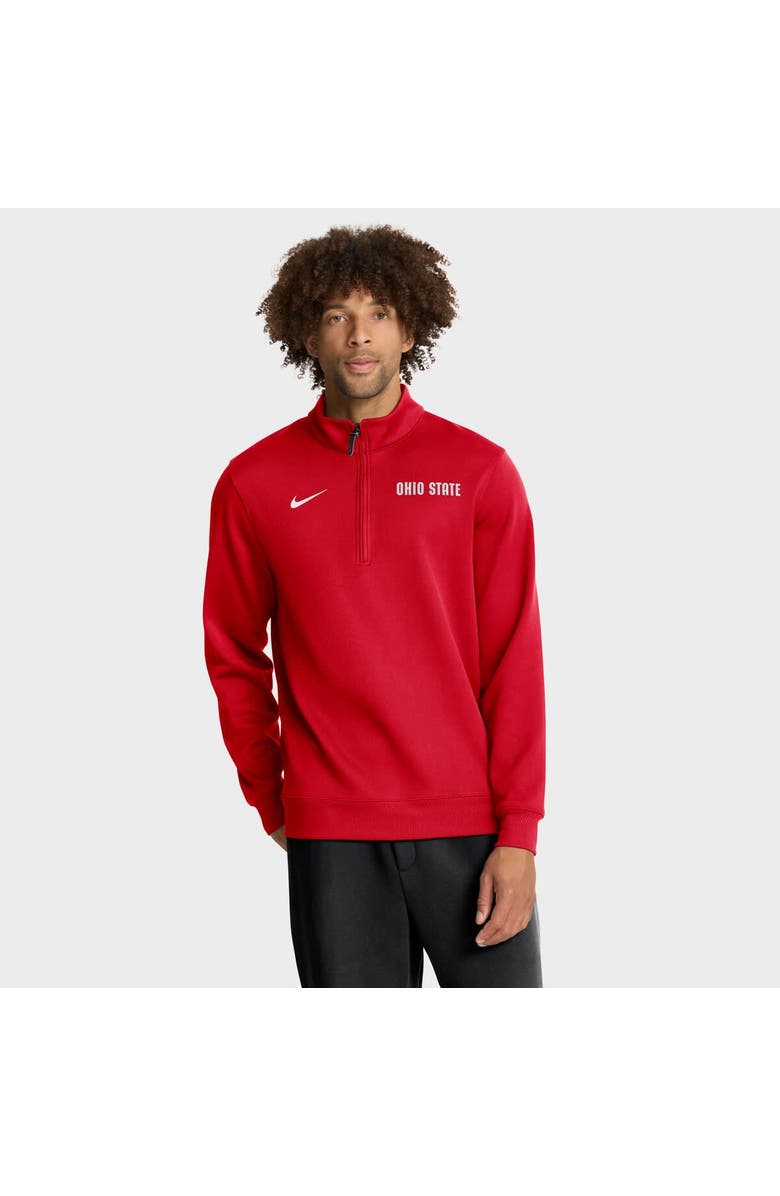 Nike Men's Nike Scarlet Ohio State Buckeyes 2025 Coaches Premium Dri-FIT Half-Zip Pullover, Main, color, 