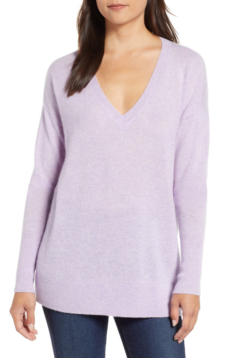 Halogen<sup>®</sup> Relaxed V-Neck Cashmere Sweater, Main, color,
