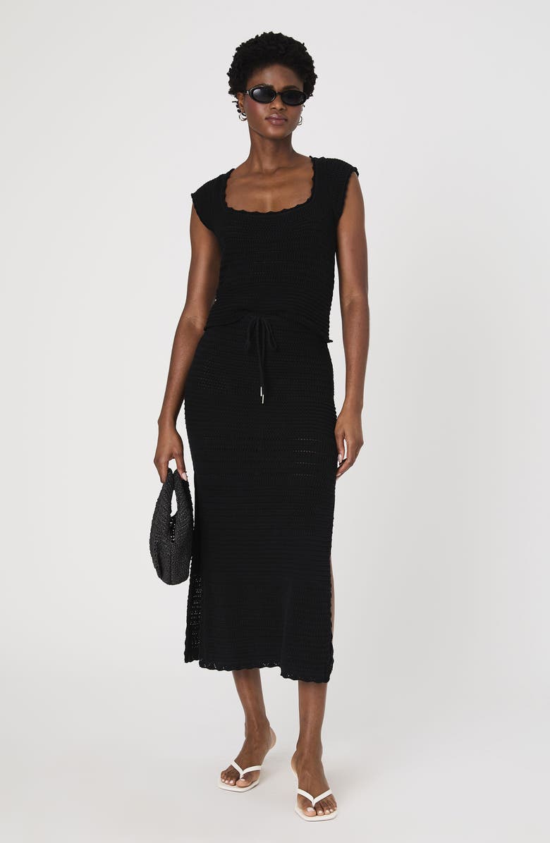 French Connection Nellis Mixed Stitch Drawstring Midi Skirt, Alternate, color,