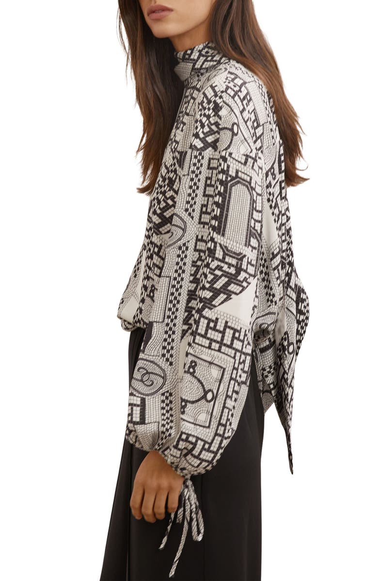 Reiss Harry Tile Print Top, Alternate, color, Ivory/ Black