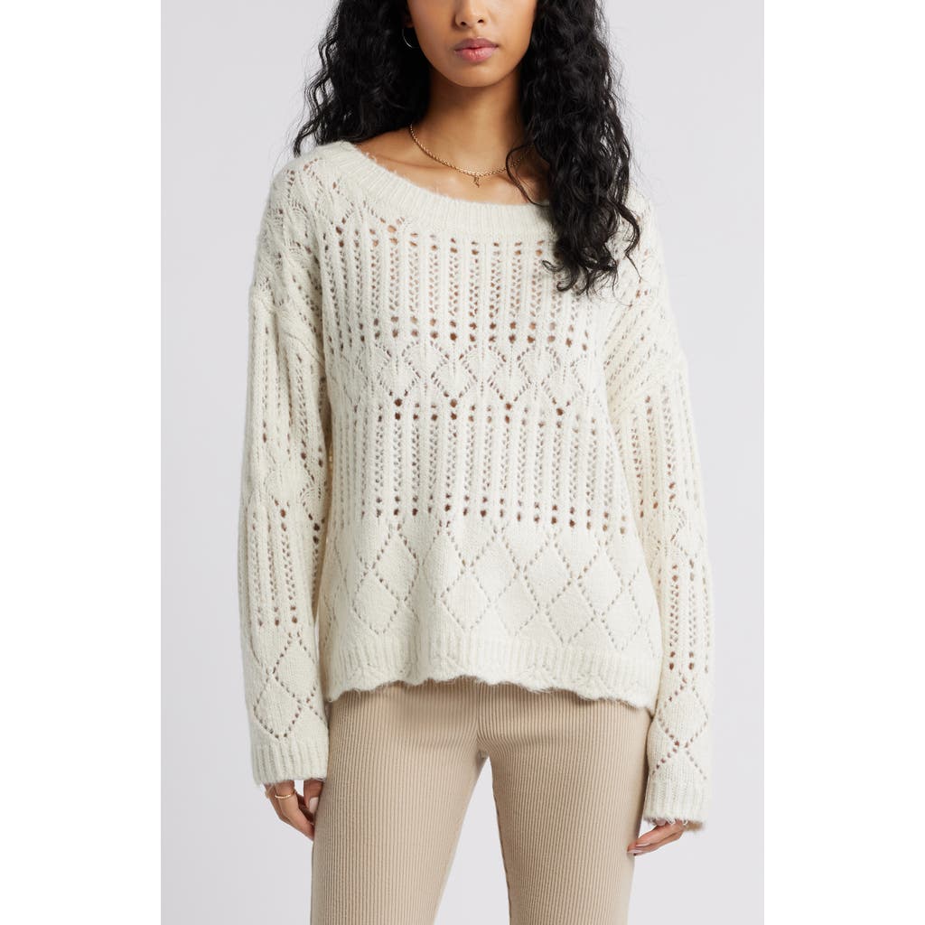 Bp. Open Stitch Oversize Sweater In White