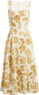 FLYING TOMATO Print Midi Dress