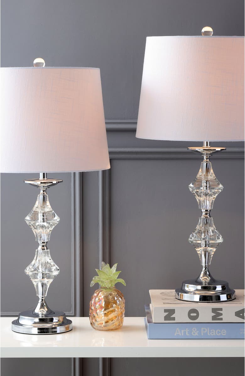 JONATHAN Y Madison 27.5" Crystal LED Table Lamp, Clear/Chrome, Alternate, color, Clear/Chrome